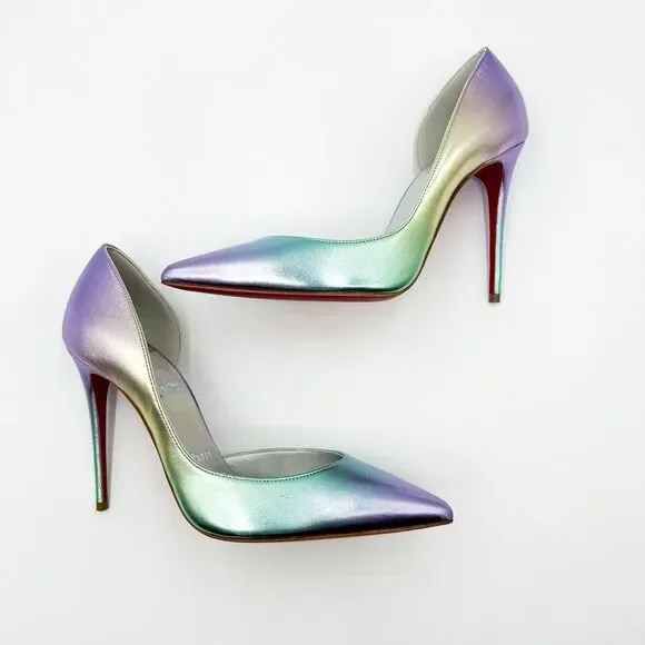 Christian Louboutin Iriza Pumps 100 Ombré Iridescent Heels EU 37.5 US 7.5 - Picture 10 of 14